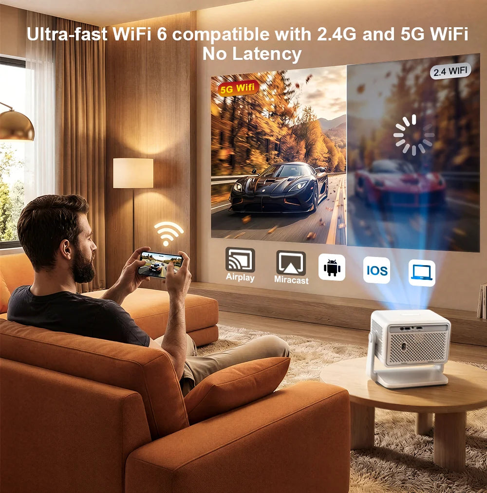 PROGAGA PG370 MAX Projector HD 1080P 4K Android Projector 700ANSI Video Projector Home Theater Portable Projector for Smartphone