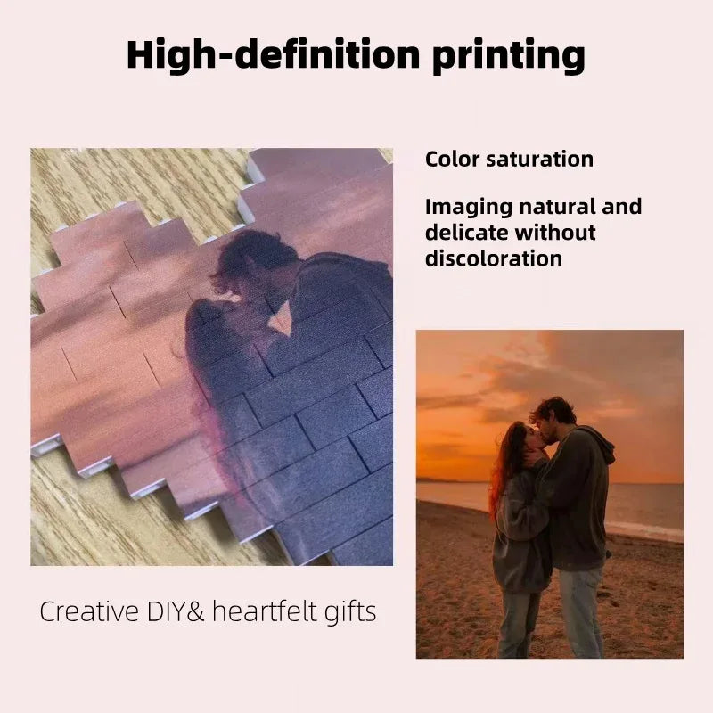 Orange plan Small particle building block heart-shaped photo puzzle base DIY custom Valentine's Day couple gift