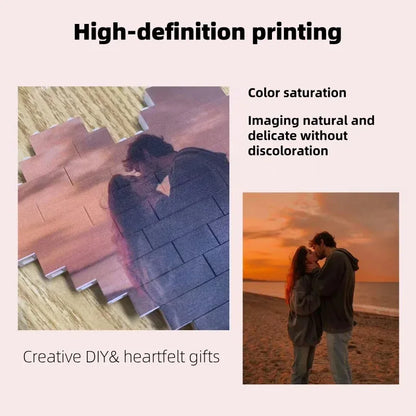Orange plan Small particle building block heart-shaped photo puzzle base DIY custom Valentine's Day couple gift