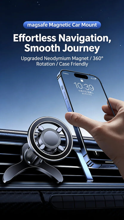 MagSafe Car Mount, 17 N52 Magnets Air Vent Phone Holder, 360° Rotatable, Fit iPhone 16-12 Series & All Phones, with MagneticRing
