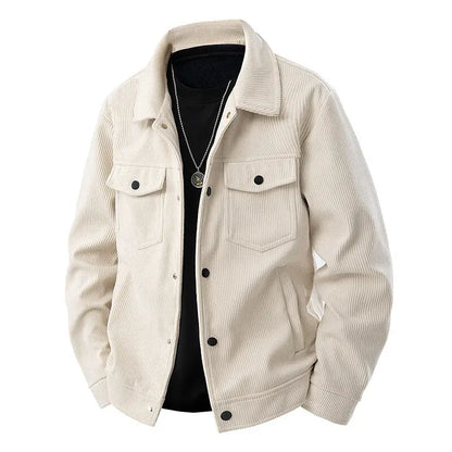 Spring and Autumn men's corduroy lapel jacket 2025 men's new American retro brand loose and handsome multi-pocket cargo jacket