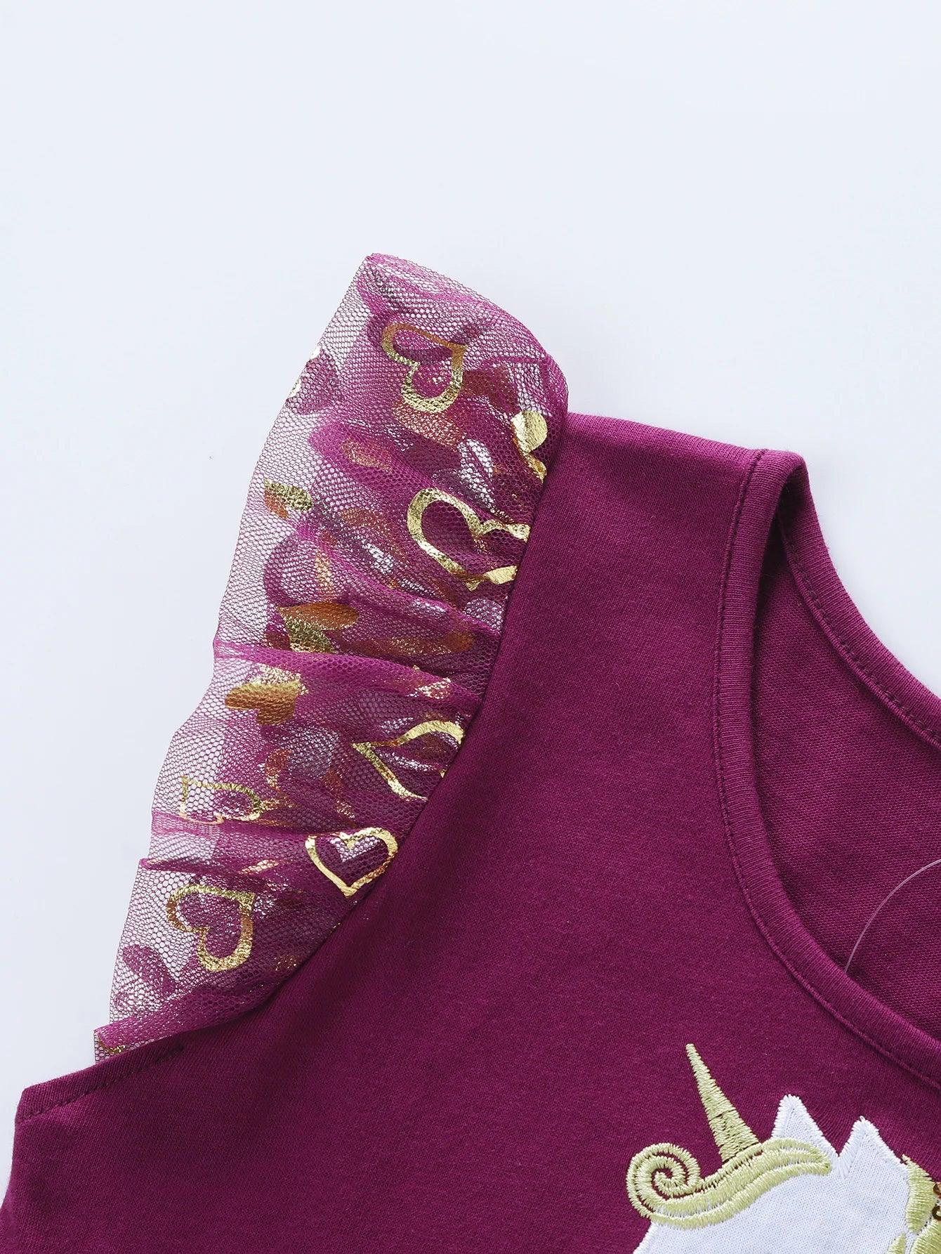 Girls' Unicorn Dress: Children's Spring/Summer New Sleeveless Embroidered Party Dress SH1696