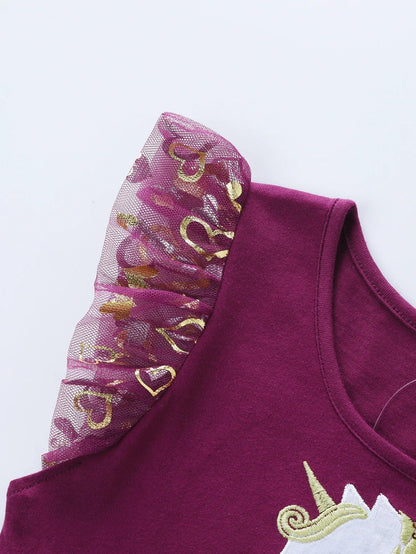 Girls' Unicorn Dress: Children's Spring/Summer New Sleeveless Embroidered Party Dress SH1696