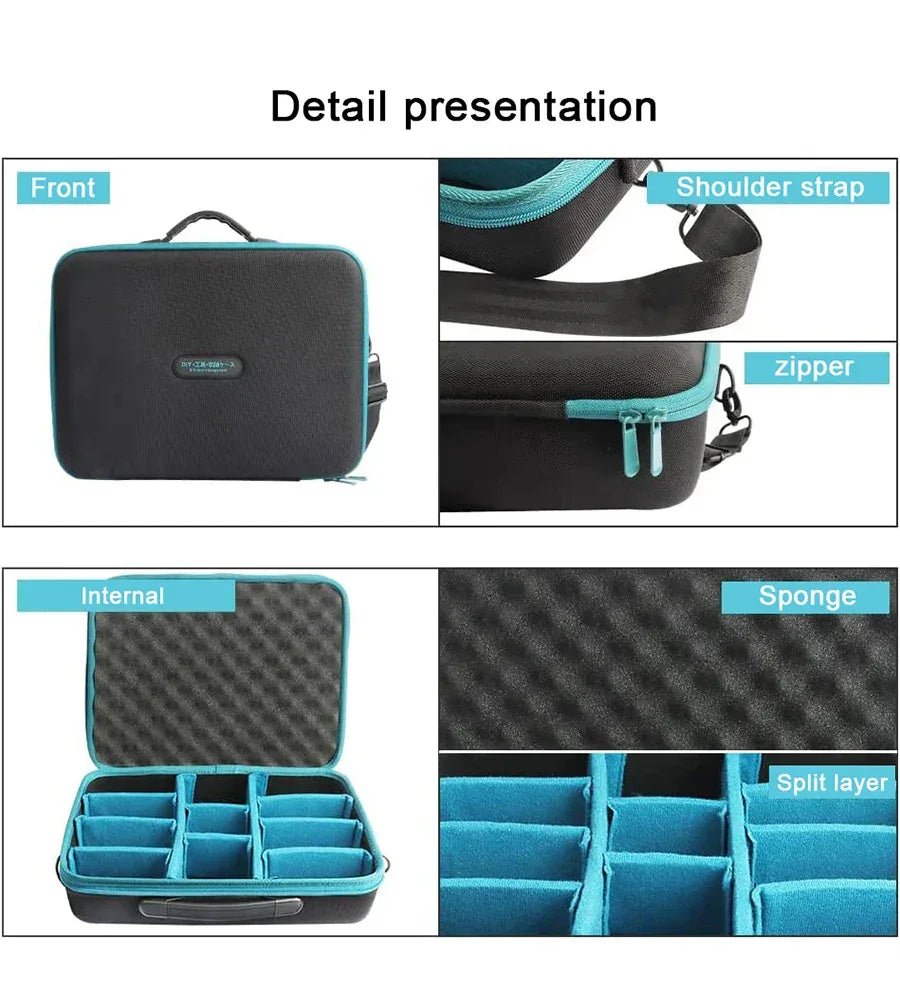 Waitley Portable Tool Battery Storage Case Waterproof accessories box For Makita ect batteries store carry, Can DIY partition