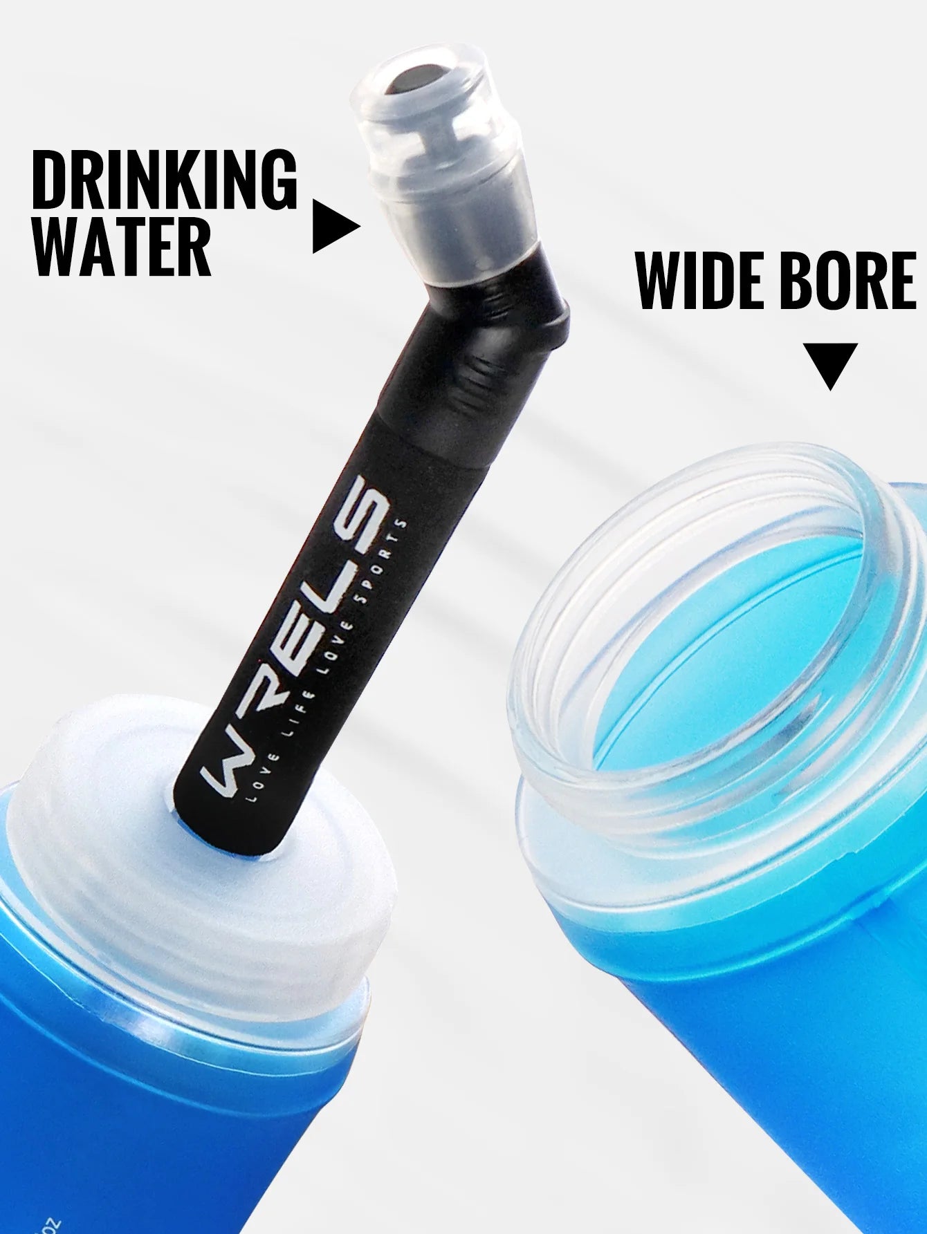 WRELS Folding Water Bottle TPU BPA-Free Leak Proof Soft Flask Outdoor Sport Marathon Hiking Camping Portable Water Bottle