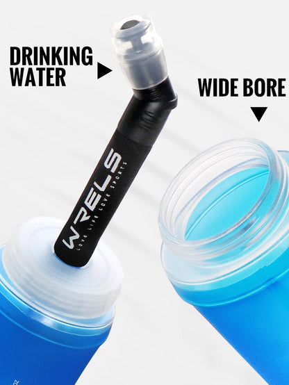 WRELS Folding Water Bottle TPU BPA-Free Leak Proof Soft Flask Outdoor Sport Marathon Hiking Camping Portable Water Bottle