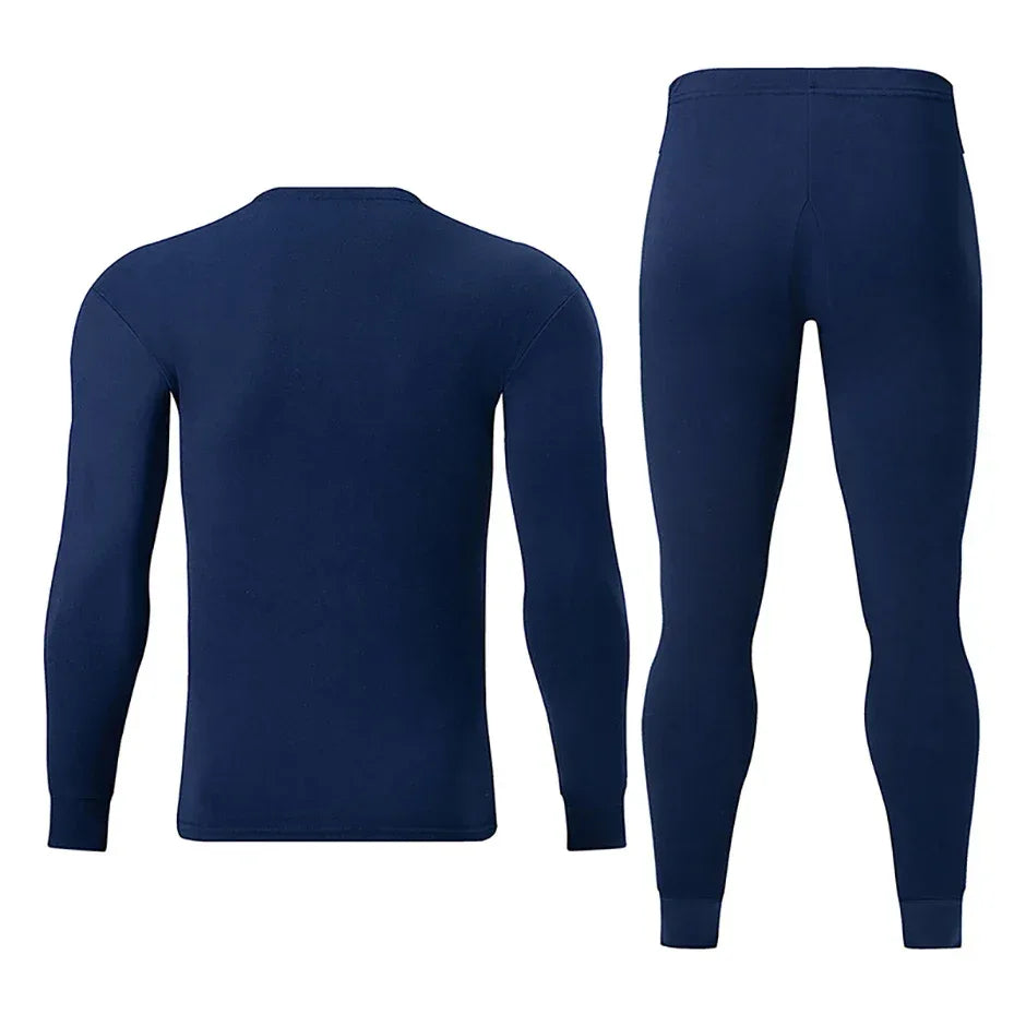 2-piece Autumn And Winter Men's Solid Color Simple and Versatile Round Neck Warm Underwear Set Comfortable Youth Home Clothes