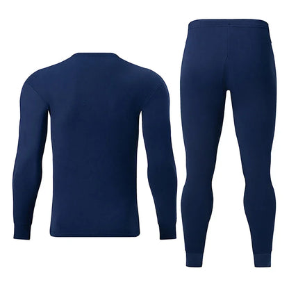 2-piece Autumn And Winter Men's Solid Color Simple and Versatile Round Neck Warm Underwear Set Comfortable Youth Home Clothes