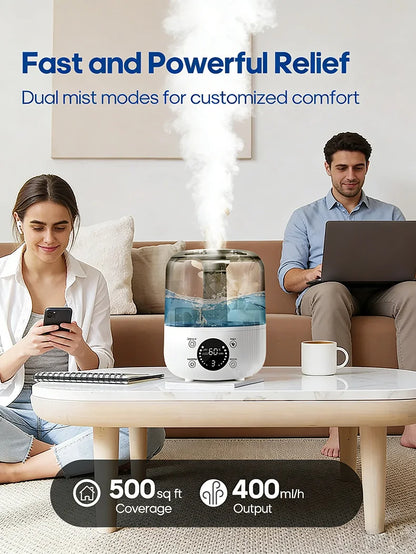 3000mL Smart Air Humidifier with Dual Mist Output: Essential Oil Aroma Diffuser for Home & Office, Equipped with Adjustable Fog