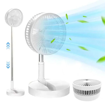 Foldable Telescopic Wireless Portable Desk Fan Usb Rechargeable Built-In Battery Oscillating Standing Air Cooling Fan