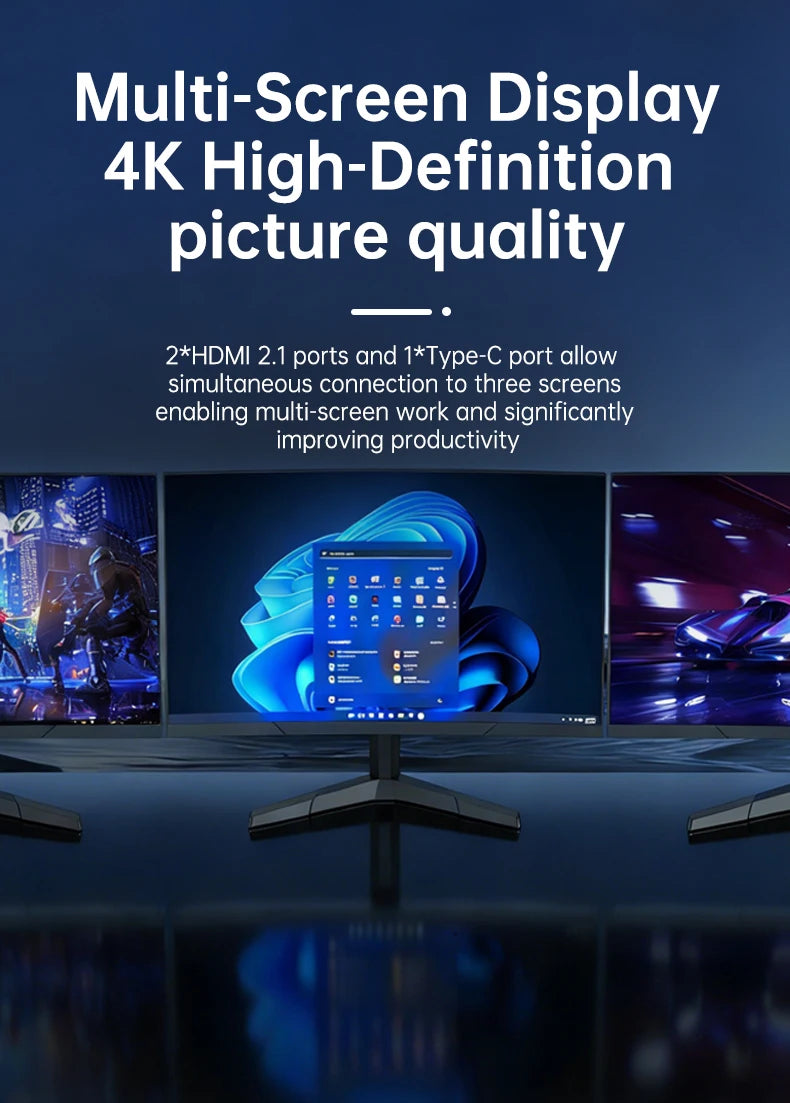 Portable Gaming Mini PC AMD Ryzen 7 7840HS Ryzen 5 6600U 16GB LPDDR5 6400MHz USB4 Dual M.2 NVMe NUC Desktop Computer Windows 11