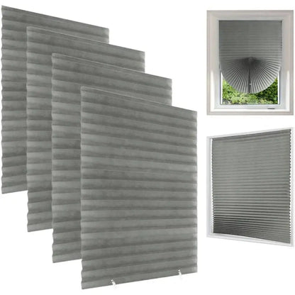 Adhesive Blackout Darkening Pleated Window Shade Blinds Portable Temporary Blinds Bedroom Apartment Dorm Roller Blackout Curtain