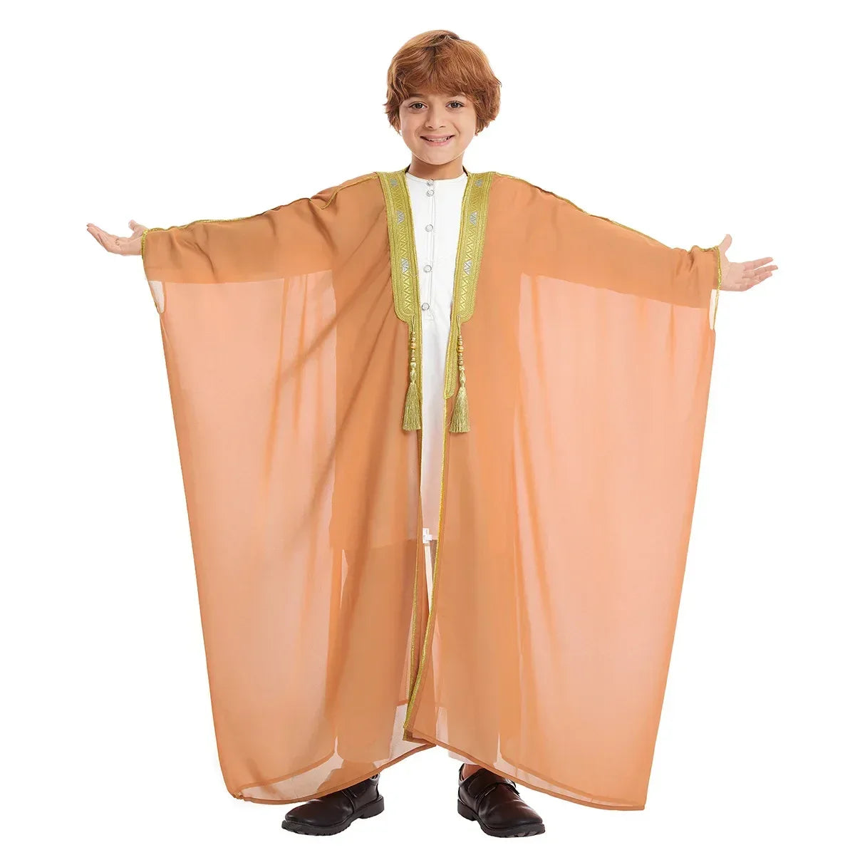 Muslim Saudi Arabian Boy Abaya Children Praying Islamic Clothing Kimono Middle Eastern Teen Dress Dubai New Fashion Classic