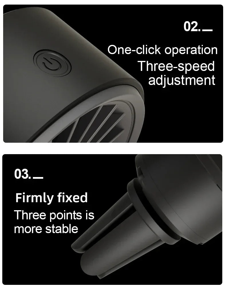 New car aromatherapy fan, USB cool seven color ambient lighting, three adjustable car fans, large truck van car fan