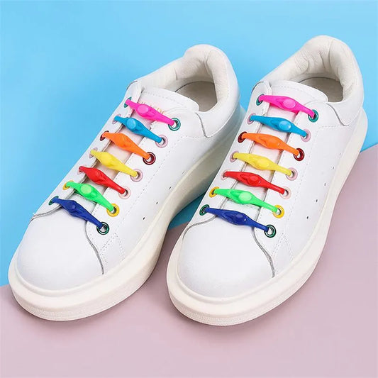 12pcs Silicone Shoelaces Round Elastic Shoe Laces Safty No Tie Shoelace For Men Women children All Sneakers Fit Strap Shoe Laces by PDG ibma