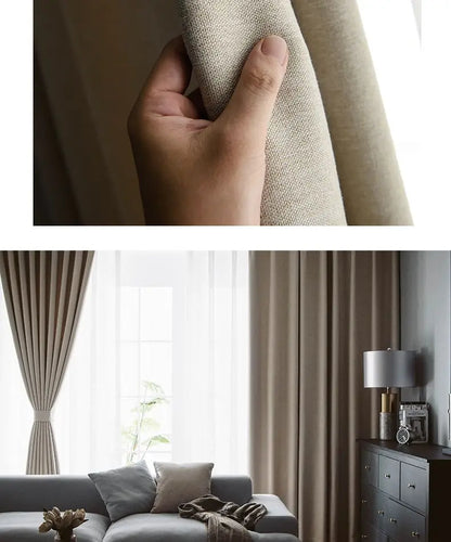 Japanese Simple Thickened Living Room Blackout Curtain Light Luxury High End Fresh Bedroom Curtains 2025 New Velvet Linen Drapes