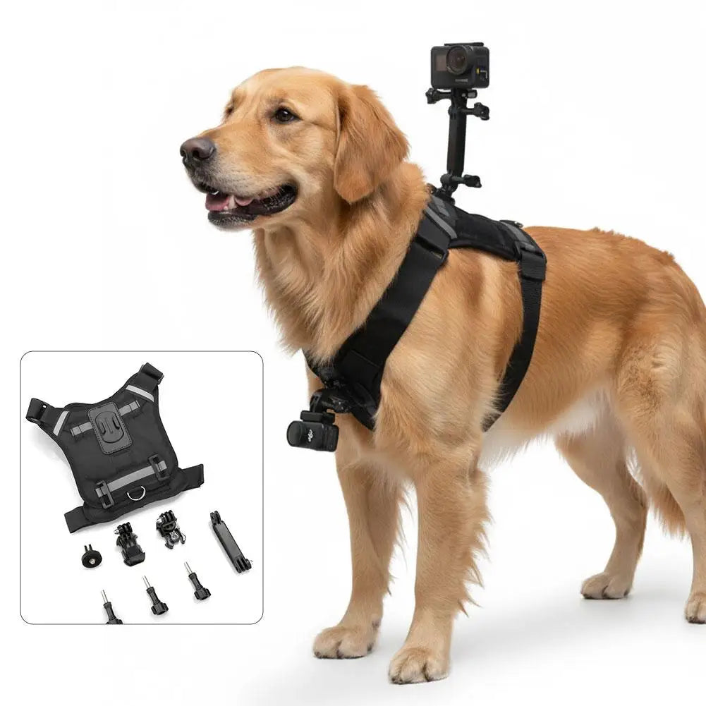 Dog Harness for All Action Cameras Soft Adjustable Dog Harness Mount for Large Medium Small Dogs Used for Chest Back Fixation