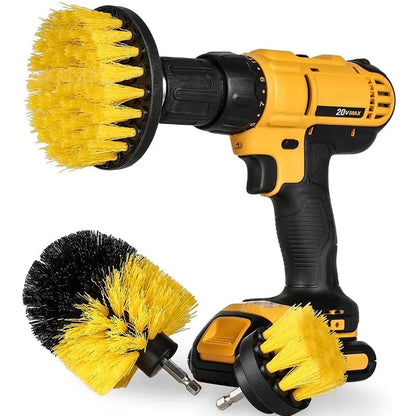 3Pcs Set Electric Scrubber Brush Drill Brush Kit Plastic Round Cleaning Brush For Carpet Glass Car Tires Nylon Brushes 2/3.5/4''