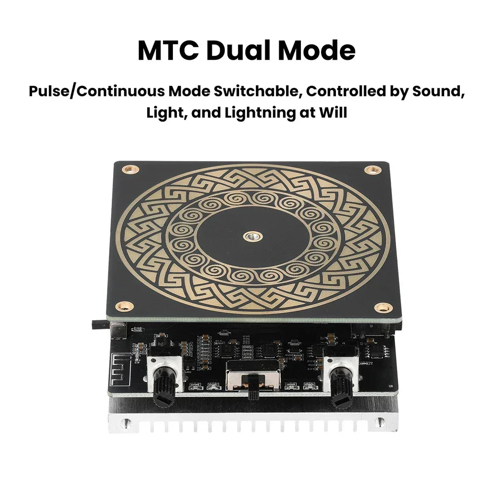 Mini Tesla Coil with Bluetooth Music Sync Adjustable Arc Length Touchable Safe Low-Voltage Design RGB Light Show