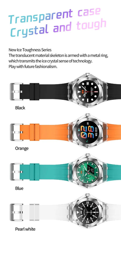 Best Quality 3ATM Waterproof Smart Watch Sleep Tracker QC F17 TK19 TFT Crystal Transparent Silica Gel Material Call Reminder