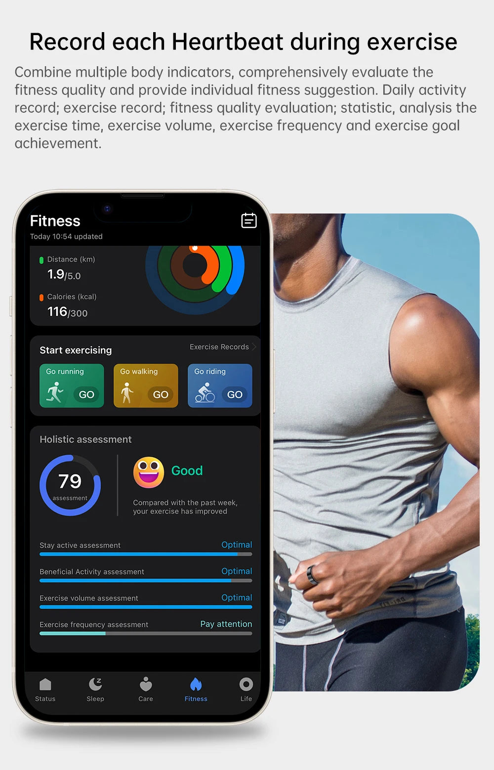2026 Health Monitoring Smart Ring, Continuous Heart Rate Blood Oxygen Sleep Tracker, Silent Vibration Notification Smart Ring