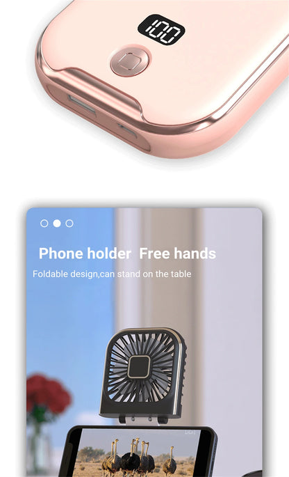 3000mAh Battery Handheld Outdoor Small Fan Portable Small Halterneck Adjustable Speeds Foldable USB Charging Cooling Artifact