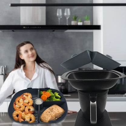 Silicone Grid Steaming Tray for Thermomix TM7, Silicone Divider Basket & Steam Pipe, Multilevel Cooking Accessories