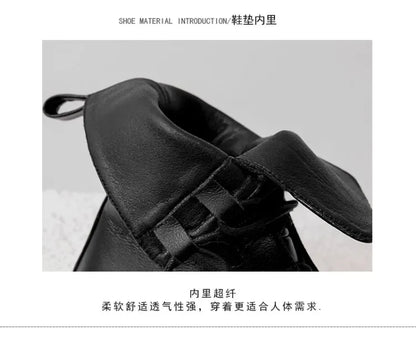 Boots Women's 2023 New Autumn Shoes Single Boots British Style Mid Barrel Slim Boots Children's Black Motorcycle Boots