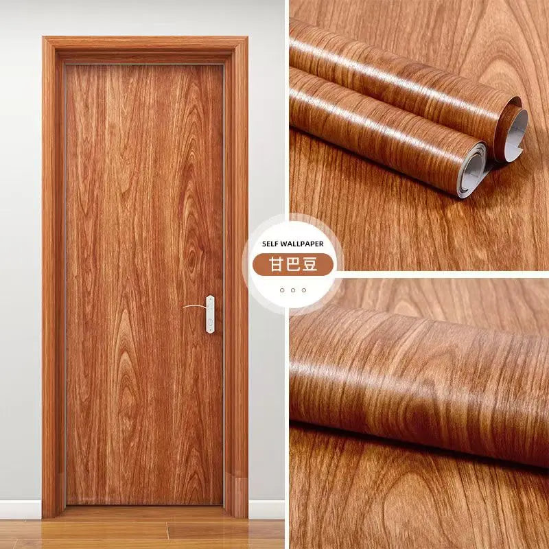 PVC Waterproof Self Adhesive Wallpaper Wall in Rolls Furniture Cabinets Vinyl Decorative Film Wood Grain Stickers For Home Decor