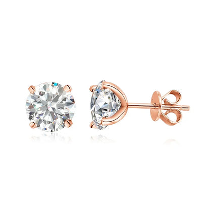 TY 0.1-2CT Moissanite Stud Earrings for Women RoseGold Sparkling Classic Wedding Lab Diamond Earring Pure 925 Silver