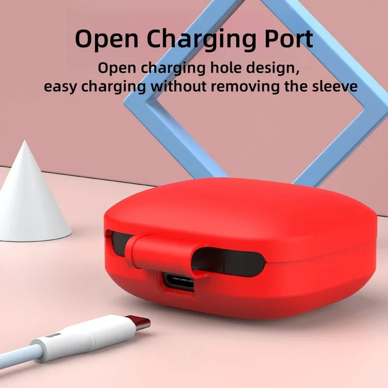 Protector Case for OnePlus Buds 3 Earphone Thicken Silica Gel Protective Sleeve Soft Shell AntiFall Safeguard With Hook Washable