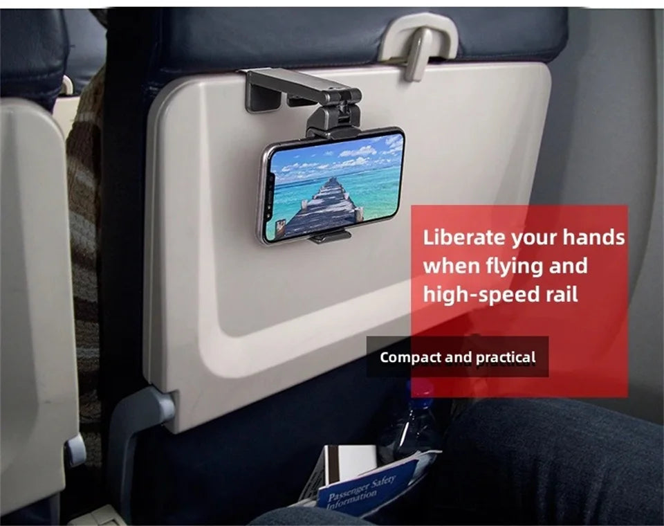 Airplane Phone Holder Portable Foldable Desktop Mobile Phone Stand Rotatable Selfie Holding Live Train Seat Clip Lazy Bracket