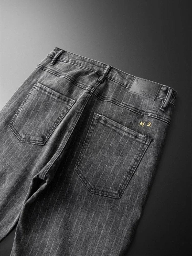 Trousers Skinny Luxury Men's Jeans Stripe Slim Fit Man Cowboy Pants with Pockets Tight Pipe Soft New in Plus Size Trend 2024 Xs