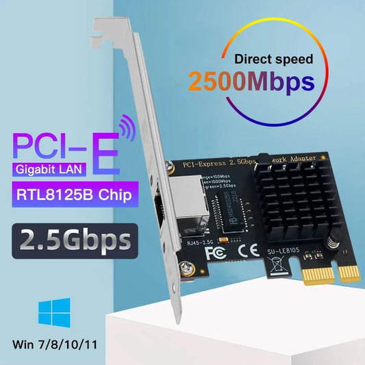 2.5G PICE To RJ45 Network Card RTL8125B chip 2500Mbps RJ45 PCI Express Converter Lan Ethernet Gigabit Adapter For Win7/8/10/11 by PDG ibma