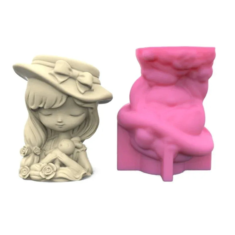 21 Types Nonstick Girls Pen Holder Mold Flower Pot Silicone Mold DIY Crafts Ornament Tool DIY Succulent Planter Mold
