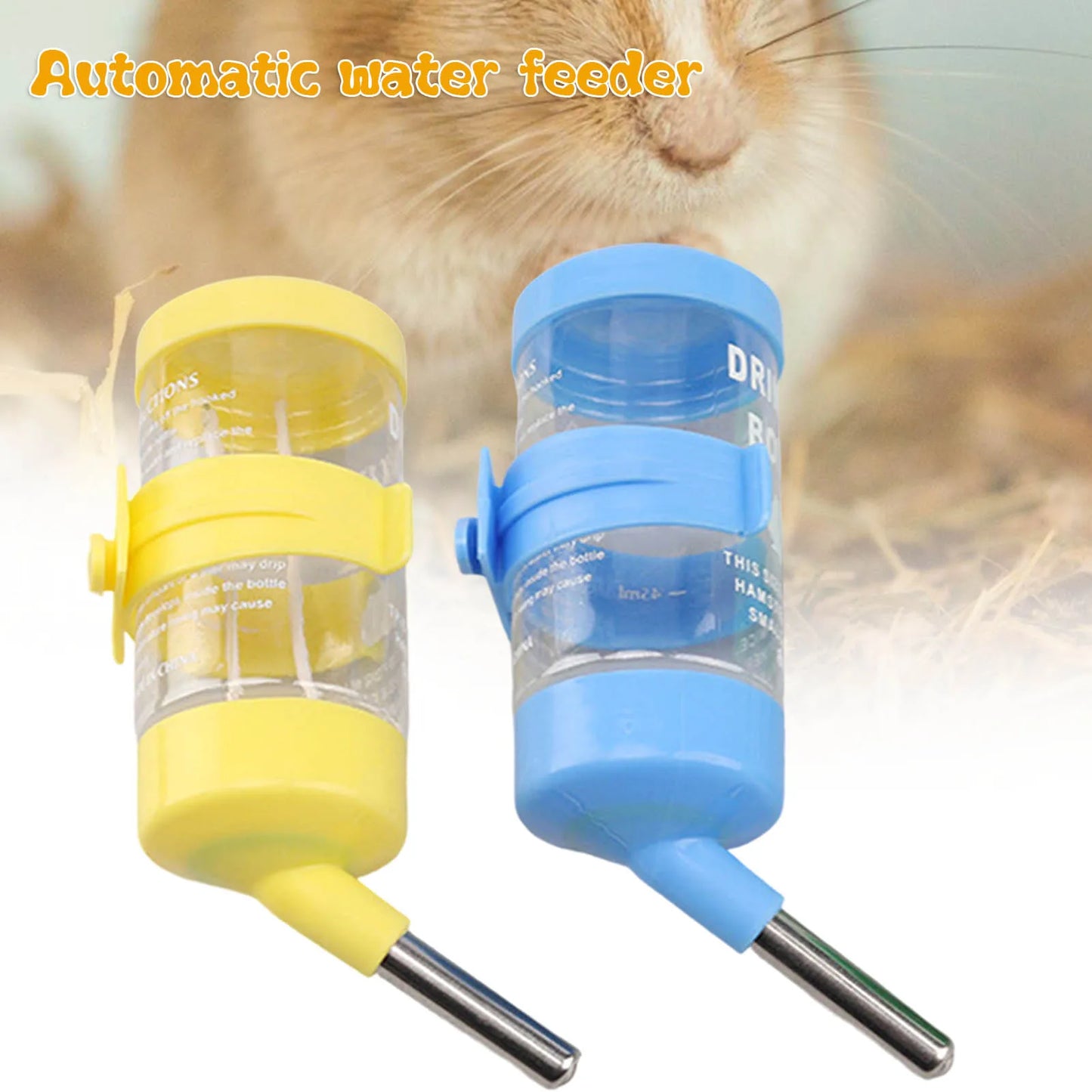 Hamster Drinker Water Bottle No Drip Small Animal Water Dispenser Pet Drinker Stand for Guinea Pigs/Hamsters/Bunnies/Ferrets