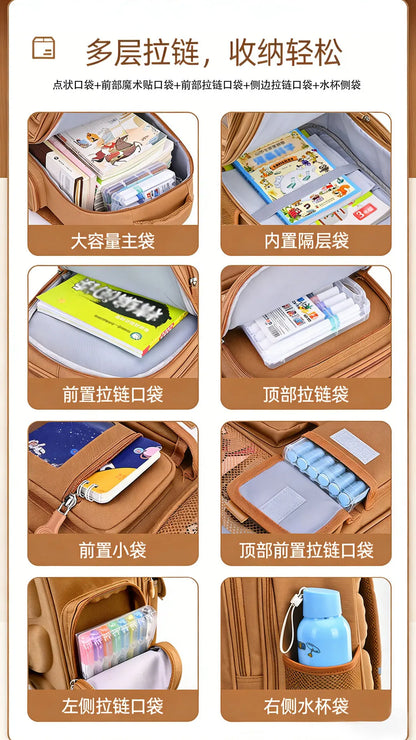 Capybara School Bags for Boys Girls Primary Schoolbag Cartoon School Backpack Set Rucksack Bagpack Kids Cute Children Book Bags