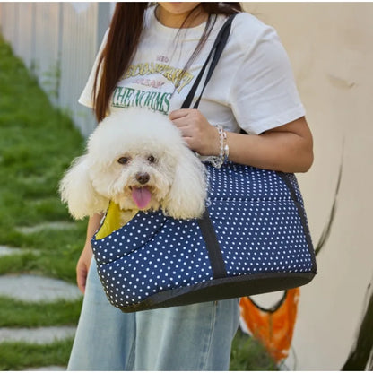 Portable Pet Carrier Bag - Breathable Mesh Winter Warm Foldable Shoulder Handheld Bag, for Small-medium Dogs Cats