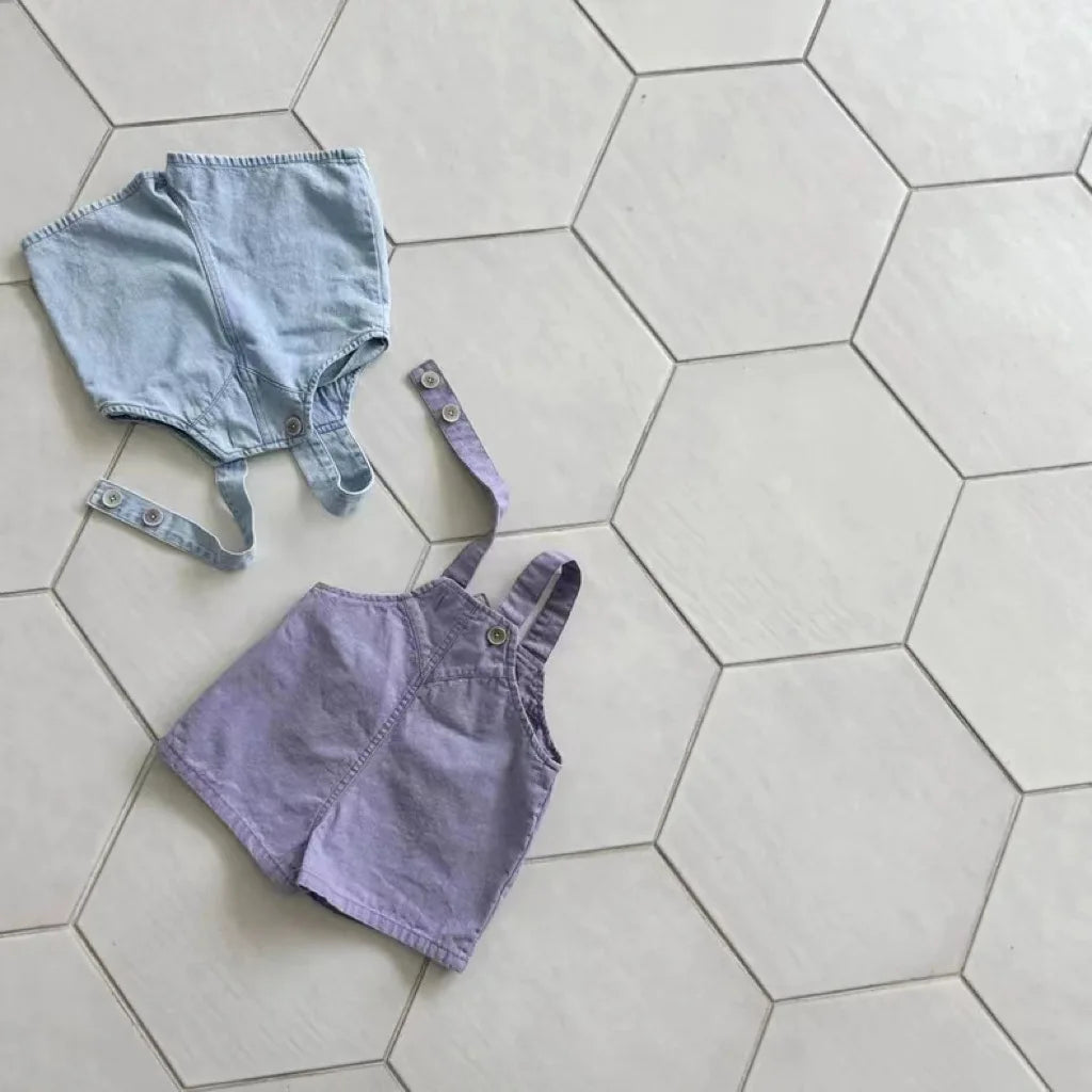 2025 Summer New Baby Denim Strap Shorts Infant Jumpsuit Toddler Boy Girl Fashion Casual Overalls Baby Loose Versatile Clothes