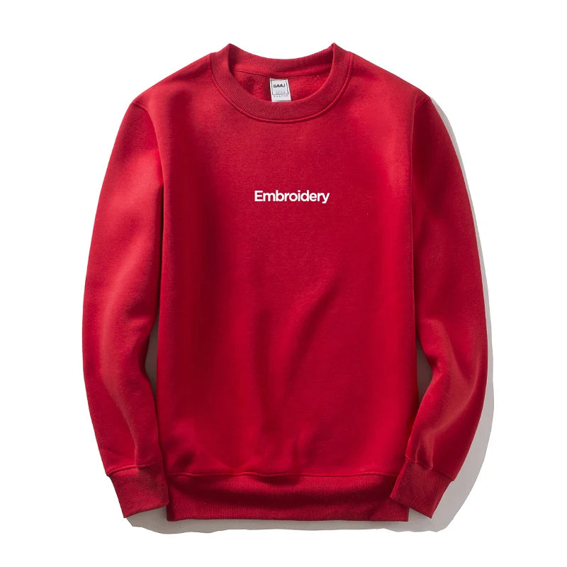 Custom Embroidery Cotton Sweatshirt Customized Brand Design Company Logo Text Men Women Thick Fleece Warm Quality Clothes 350gsm