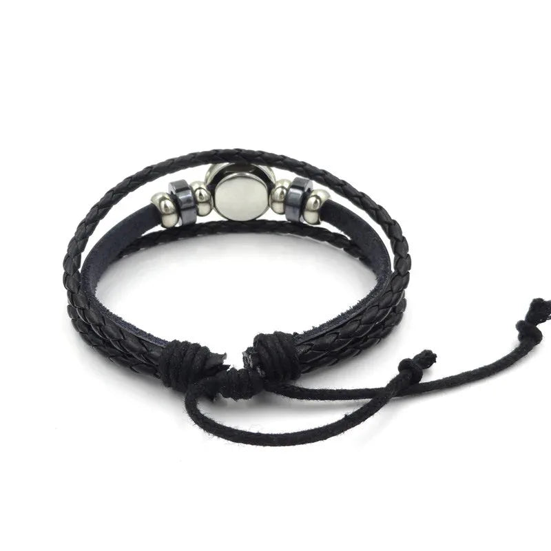Lucifer Satan Baxter Glass Pendant Leather Knitted Bracelet Handmade Multi Layer Beaded Handicraft Gifts for Family, Girlfriend