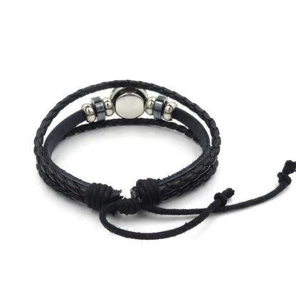 Lucifer Satan Baxter Glass Pendant Leather Knitted Bracelet Handmade Multi Layer Beaded Handicraft Gifts for Family, Girlfriend