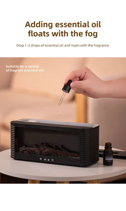 250ml Flame Fireplace Aroma Humidifier Colorful Light Aromatherapy Essential Oil Diffuser with Timed Auto Off for Home Bedroom