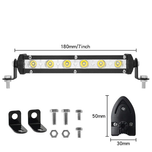 12-24V High Bright Universal Car Work Light 7inch 18w Work Light Bar LED Strip Lamp for Truck SUV Motorcycle Offroad Car by PDG ibma