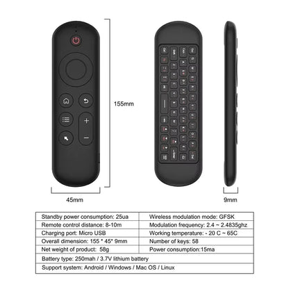 2.4GHz Wireless M5 Air Mouse BT 5.2 Mini Keyboard Backlit Remote Control IR Learning Remote Control for PC Android TV Box