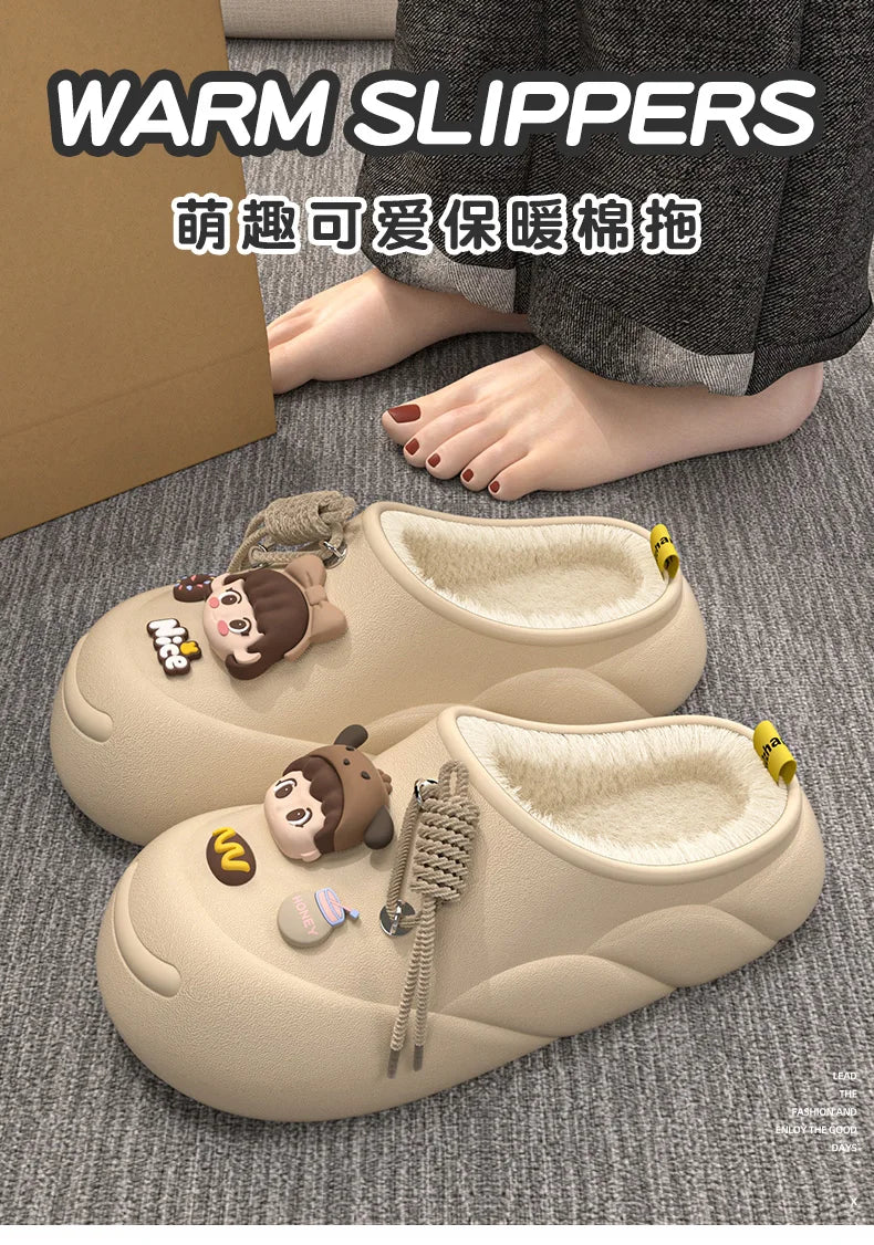 Cute Girl Eva Warm Winter Women Slippers 2024 Home Cotton Shoes Sweet Women's Slippers For Home