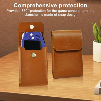 Carrying Case PU Leather Shockproof Portable Storage Bag with Lanyard Protection Case for Anbernic RG34XX Handheld Game Console