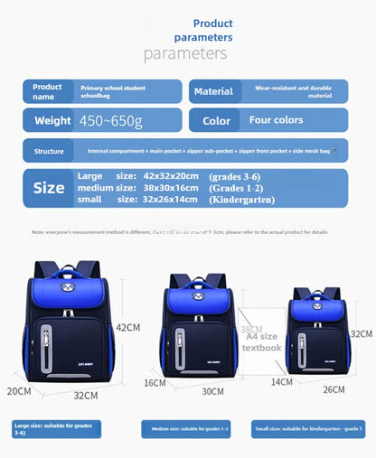 Lightweight Kids Backpack 1 3 6 Grade Spine Protection Reflective Space School Bag for Elementary Students