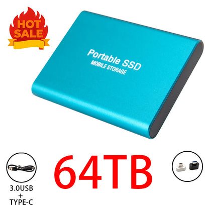 Highly cost-effective external hard drive, durable, efficient, and portable, with 256TB high-speed USB 3.1 Type C