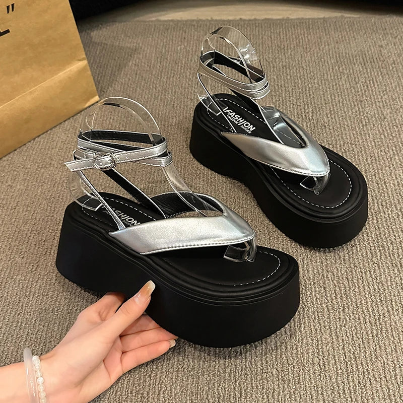 Summer Women Platform Wedges Heel Sandals Fashion Clip Toe Ladies Elegant Party Dress Gladiator Sandalias